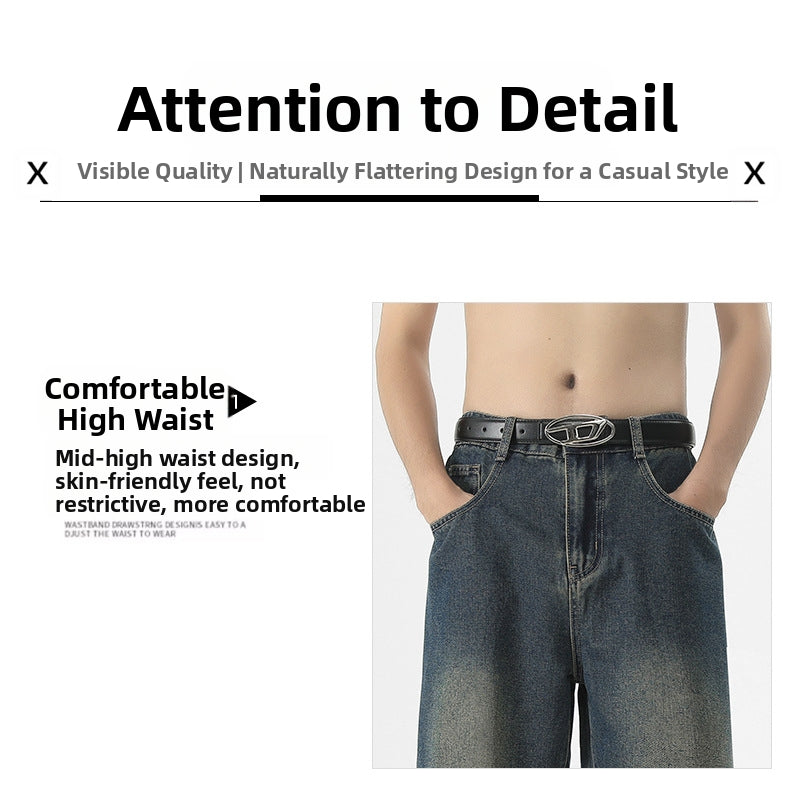 Men's Streetwear Casual Blue washed Jeans for Men