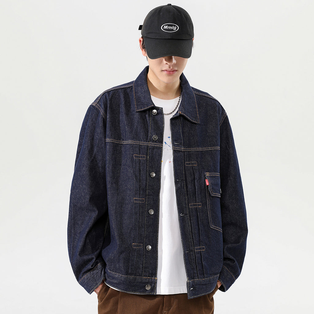 Heavy Washed Denim Men's American Style Retro Light Jacket