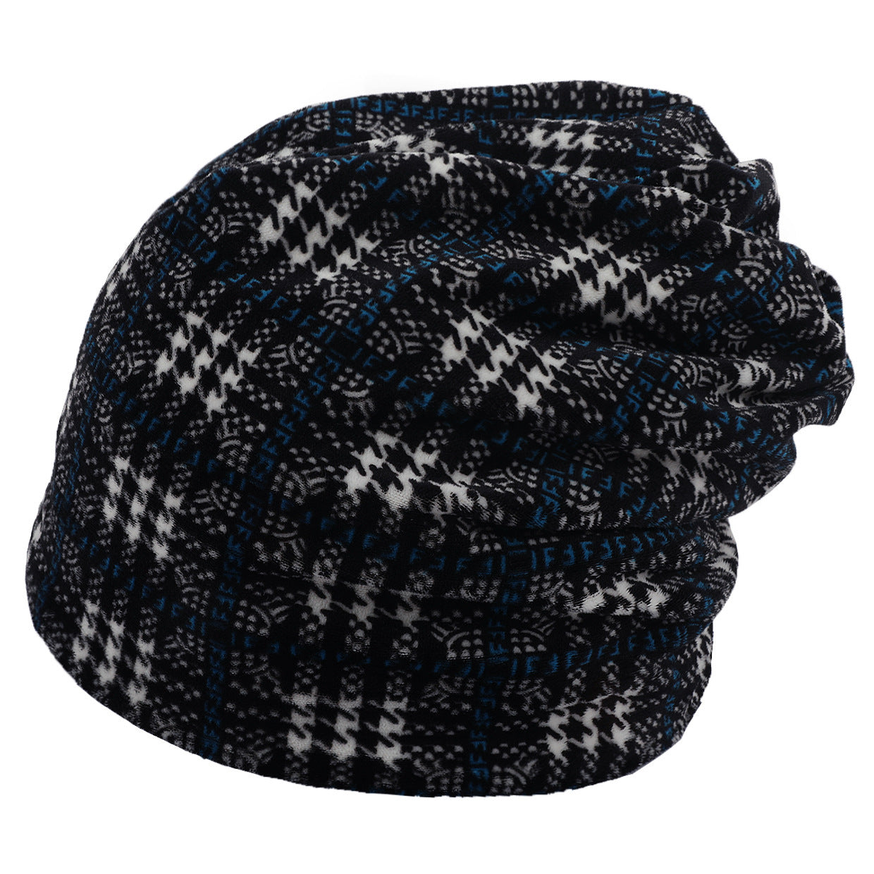 American pullover knitted hat multi-color plaid velvet beanie