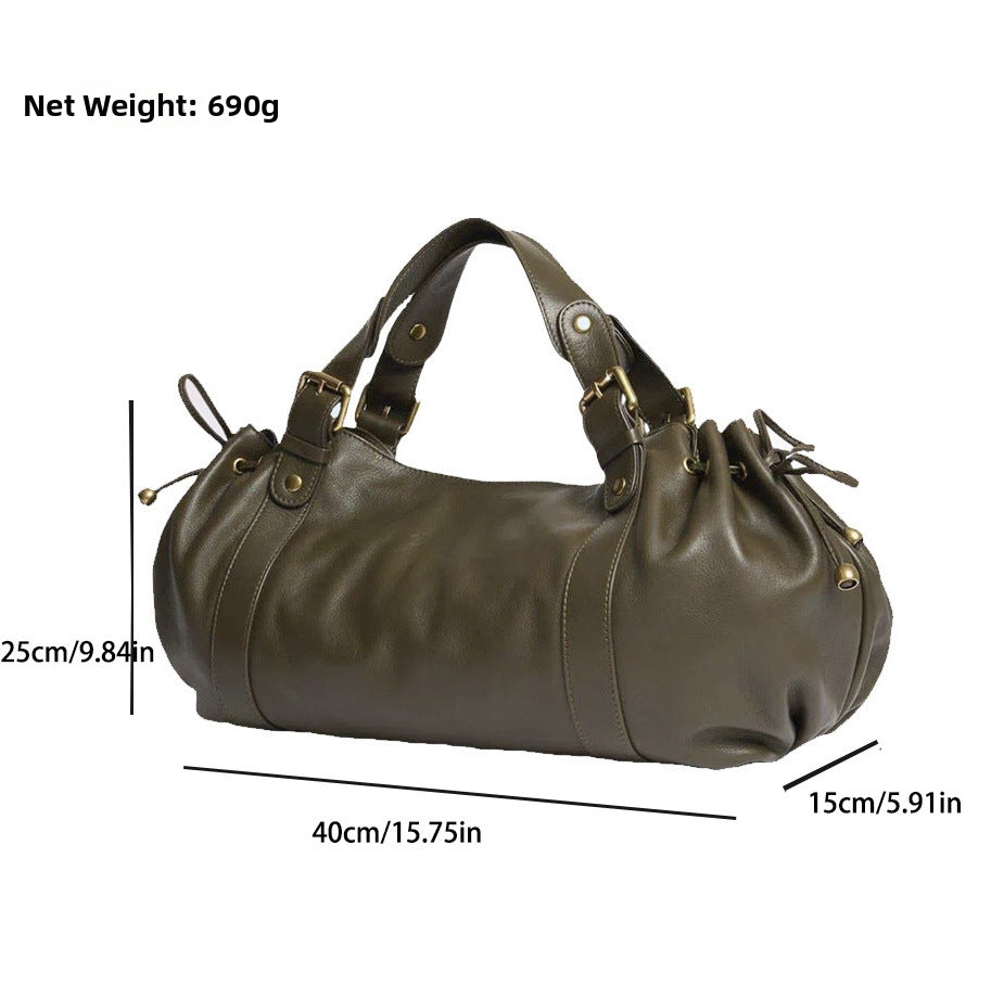 Large-capacity women's leather commuter tote bag