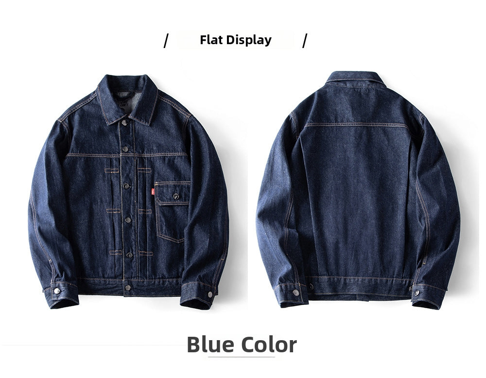 Heavy Washed Denim Men's American Style Retro Light Jacket