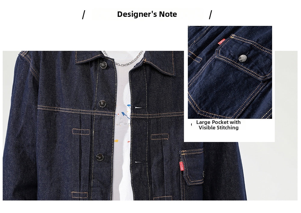 Heavy Washed Denim Men's American Style Retro Light Jacket