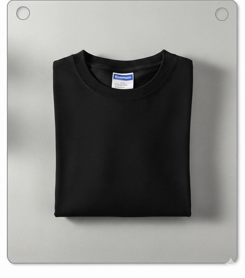 Black heavyweight cotton long-sleeved T-shirt