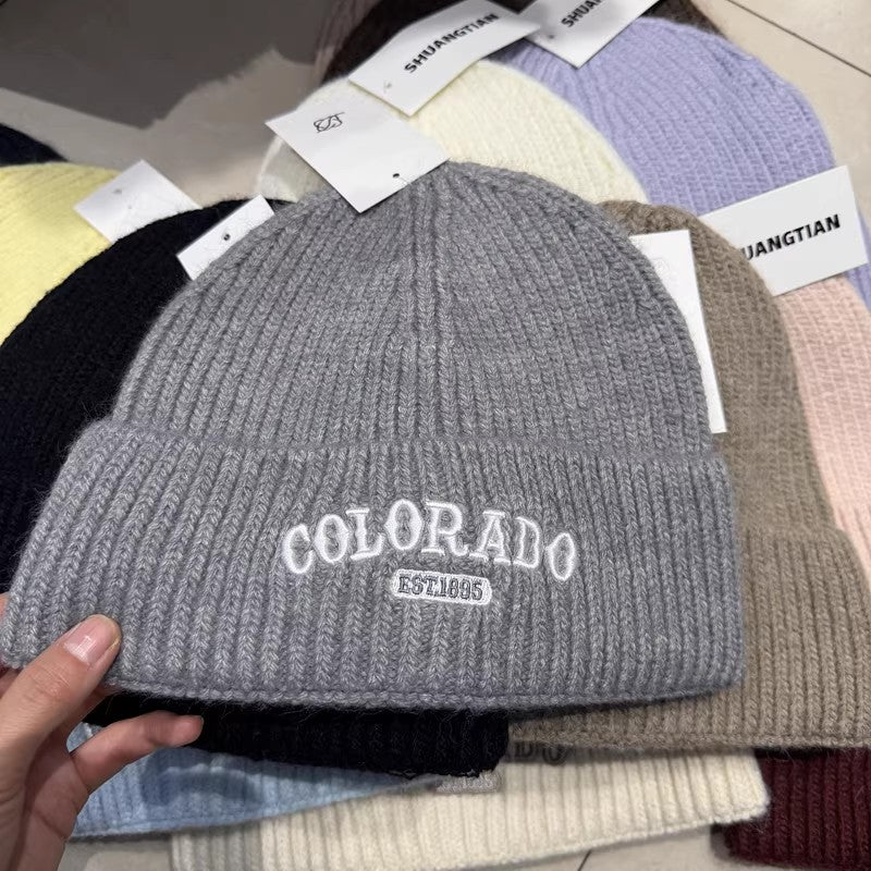 Y2K knitted wool beanie autumn and winter retro cozy