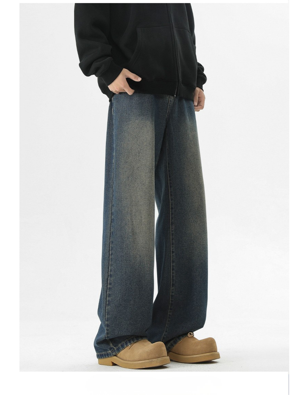 Men's Streetwear Casual Blue washed Jeans for Men