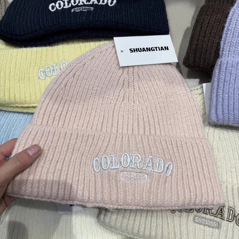 Y2K knitted wool beanie autumn and winter retro cozy