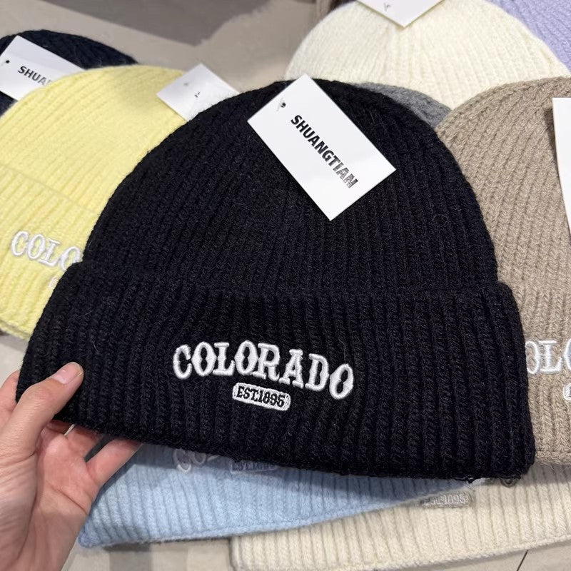 Y2K knitted wool beanie autumn and winter retro cozy