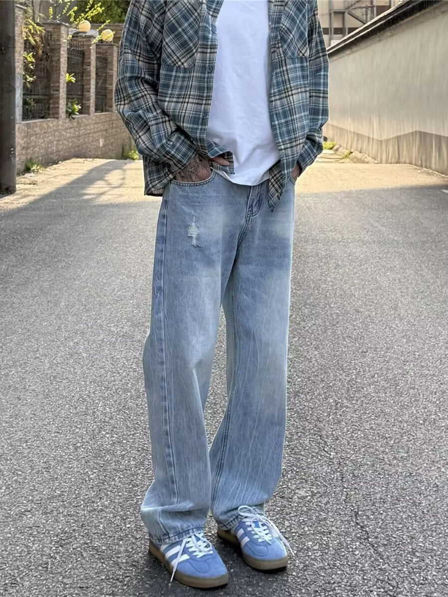 American Retro Light Blue High Street Straight Jeans