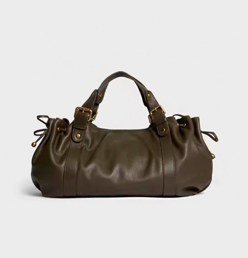 Large-capacity women's leather commuter tote bag
