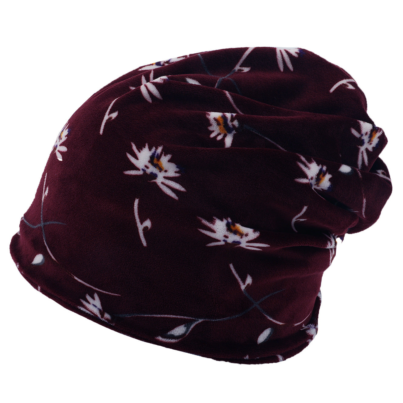 American pullover knitted hat multi-color plaid velvet beanie