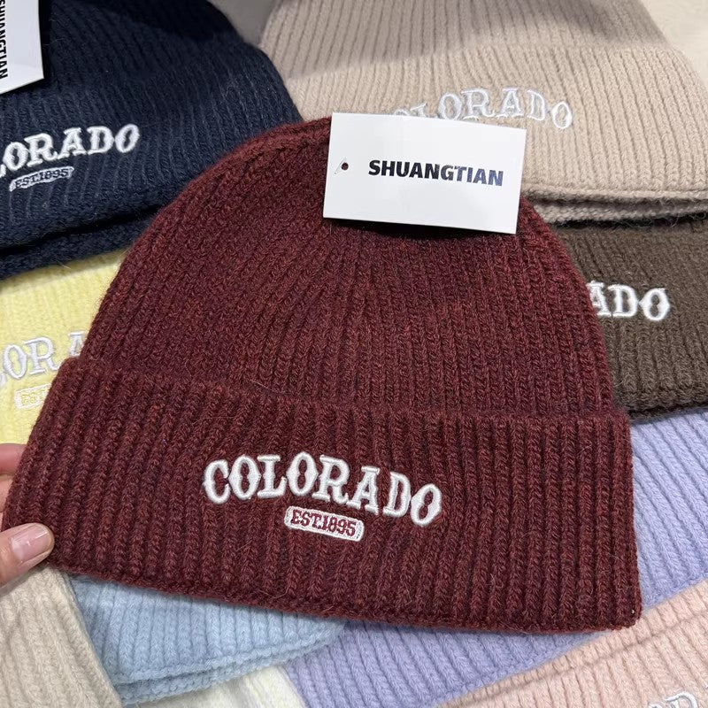 Y2K knitted wool beanie autumn and winter retro cozy