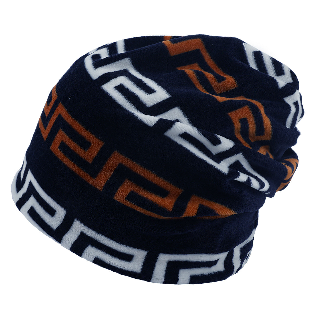 American pullover knitted hat multi-color plaid velvet beanie