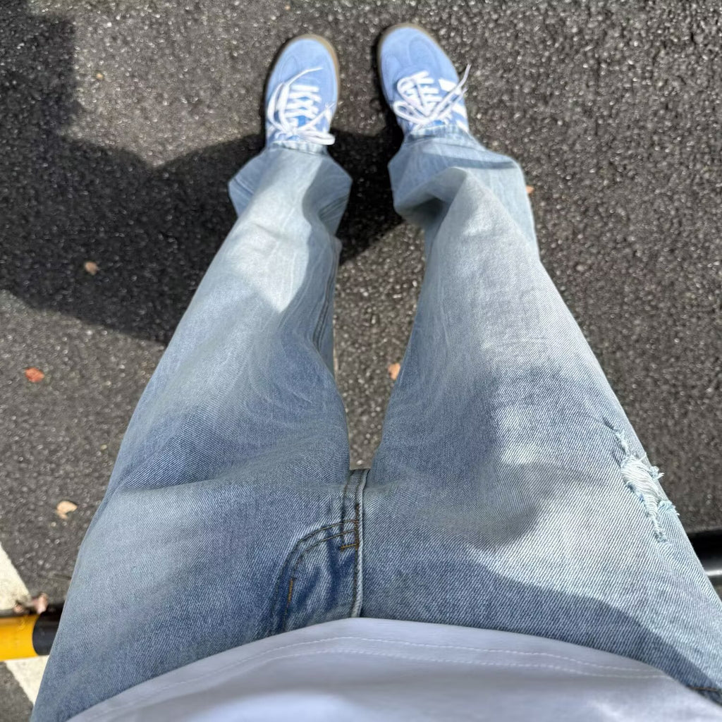 American Retro Light Blue High Street Straight Jeans