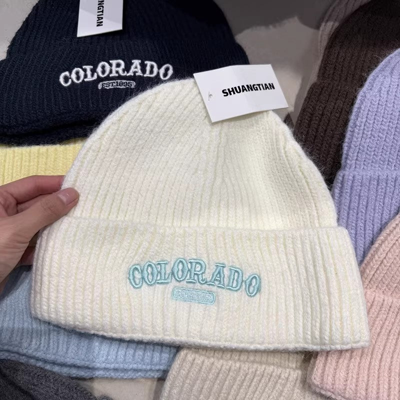 Y2K knitted wool beanie autumn and winter retro cozy