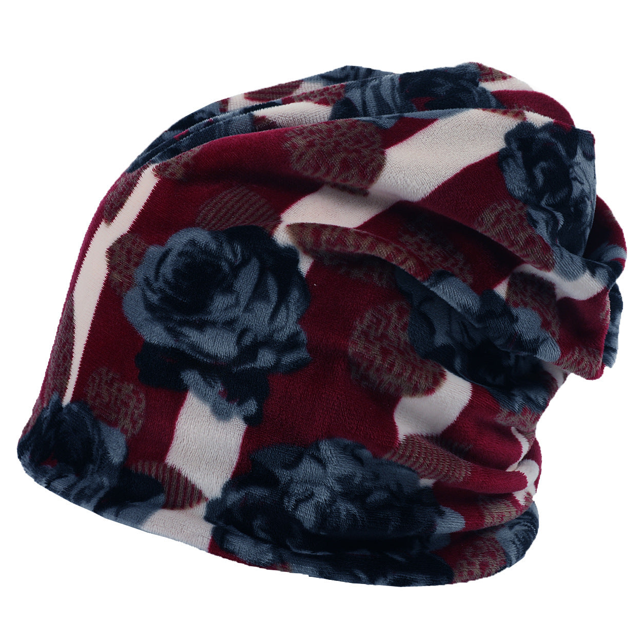 American pullover knitted hat multi-color plaid velvet beanie