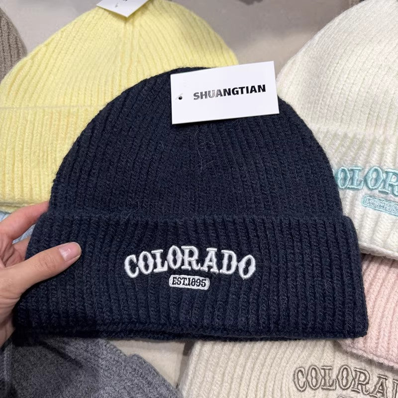Y2K knitted wool beanie autumn and winter retro cozy