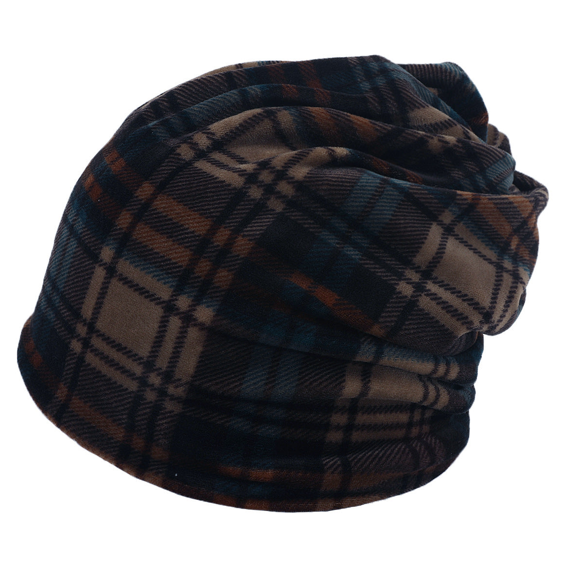 American pullover knitted hat multi-color plaid velvet beanie