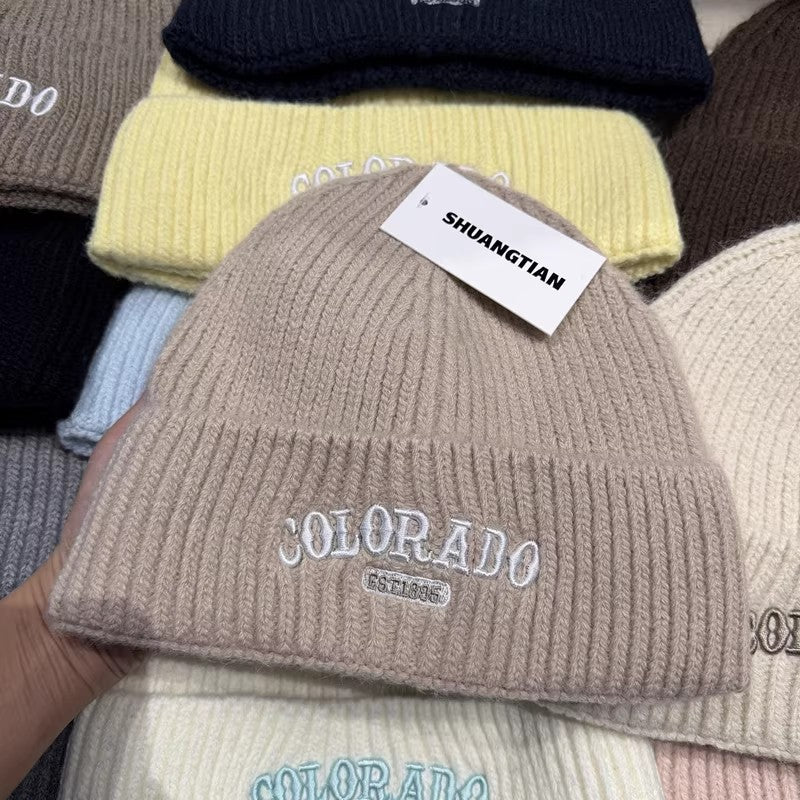 Y2K knitted wool beanie autumn and winter retro cozy