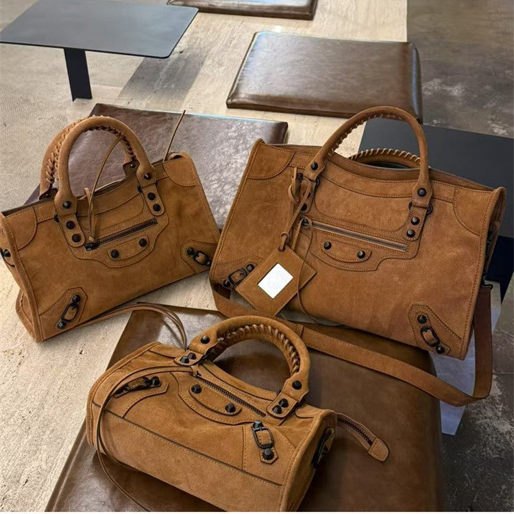Retro Cowhide Brown Suede Tote Bag/Handbag