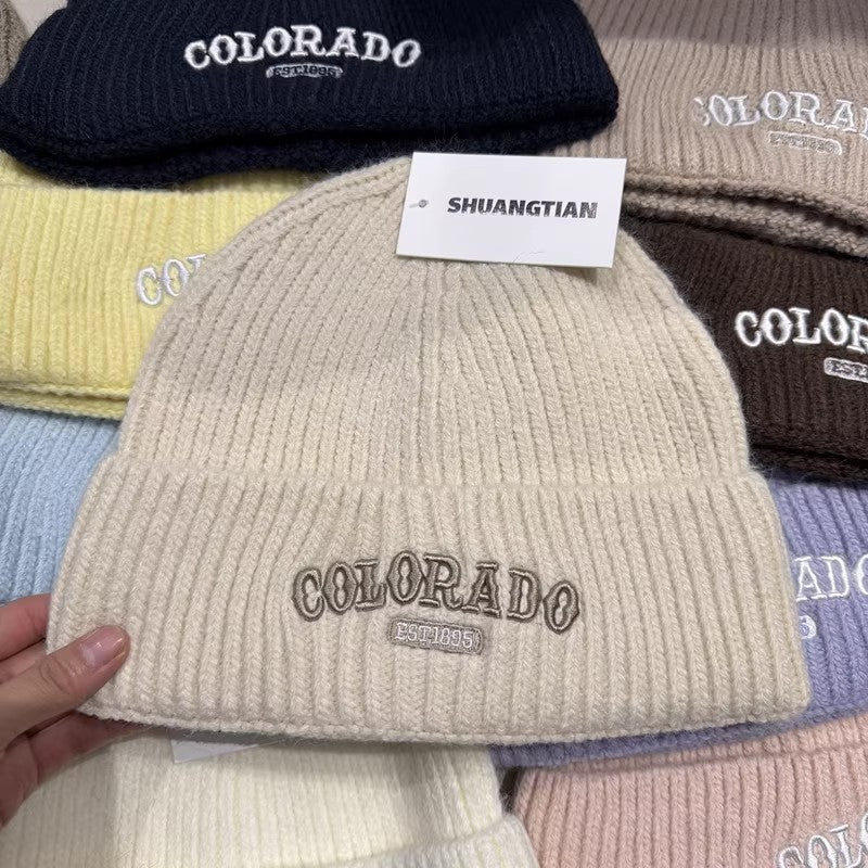 Y2K knitted wool beanie autumn and winter retro cozy