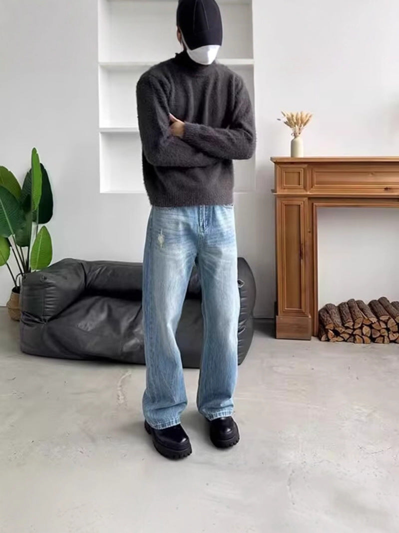 American Retro Light Blue High Street Straight Jeans