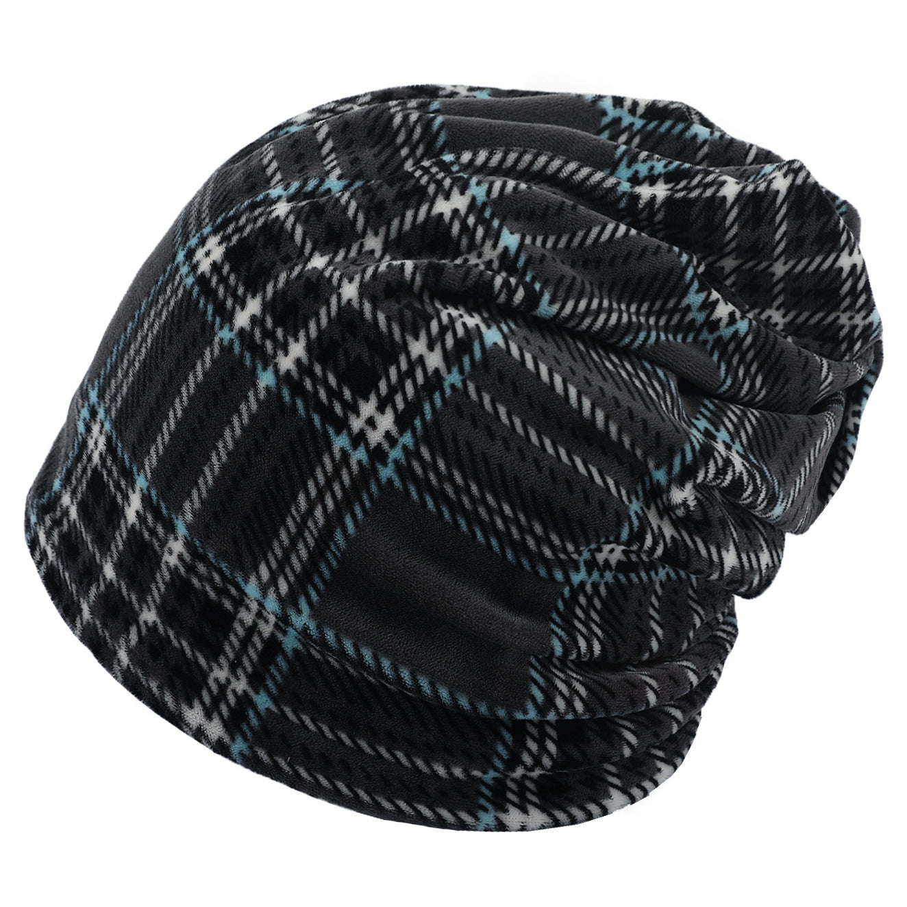 American pullover knitted hat multi-color plaid velvet beanie