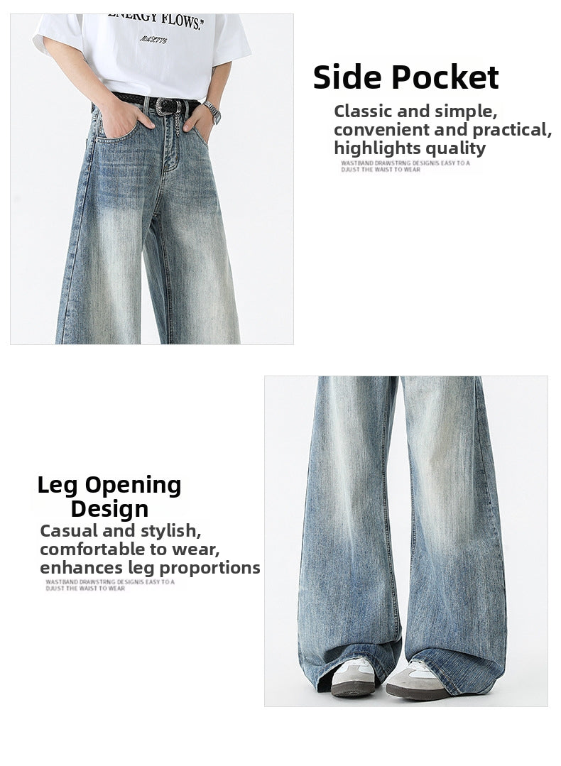 American Style Retro Jeans Wide-leg Long Pants