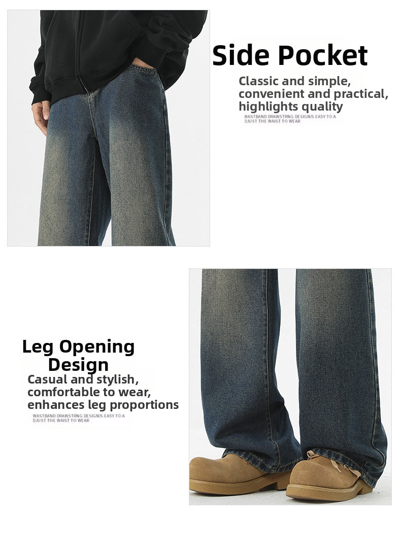 Men's Streetwear Casual Blue washed Jeans for Men